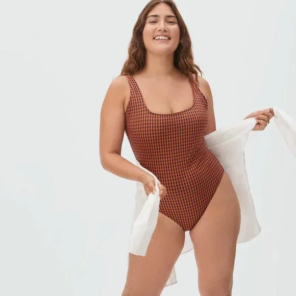 Everlane Nyle Gingham One Piece Swim Suit - Picture 1 of 11
